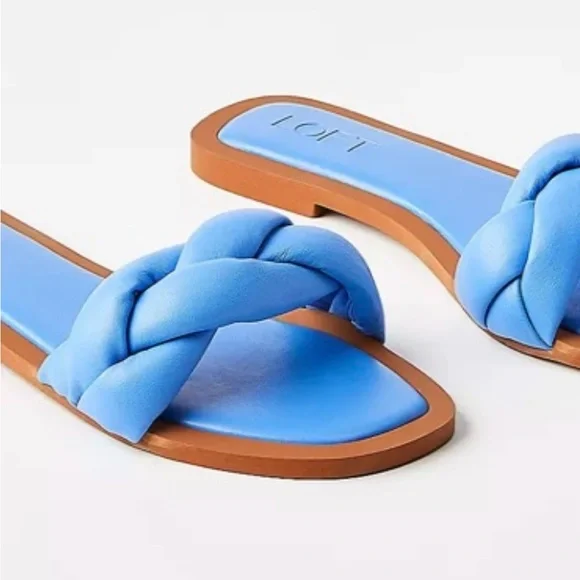 LOFT Braided Leather Sandals in Blue. Size 9. Brand new! - Picture 2 of 3